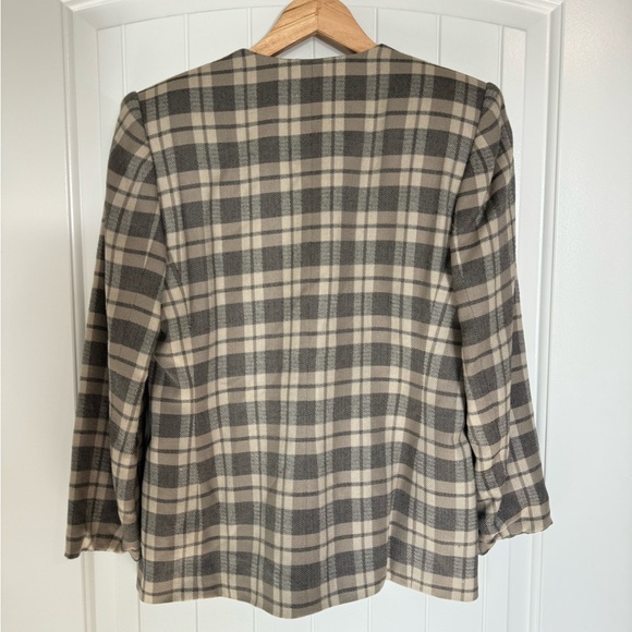 Le Suit Vintage Brown and Tan Plaid Blazer Classic Tailored Fit size 6 Petite - Picture 7 of 7